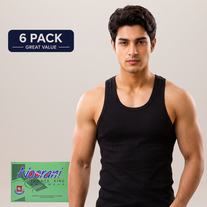 Pack of 6 Men's Summer Cotton Black Vest