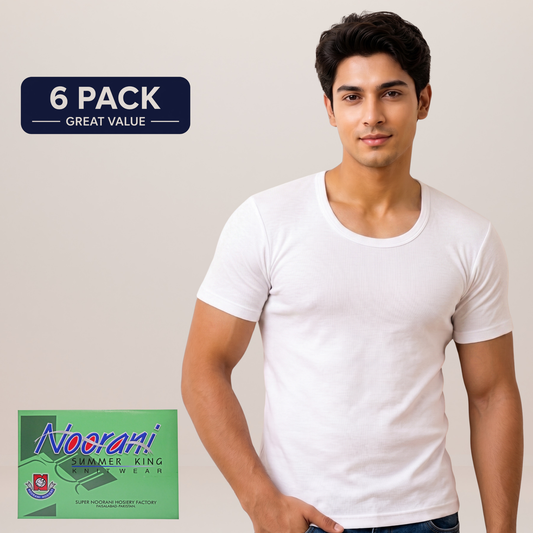 Pack of 6 Men's Summer Cotton Vest (Short Sleeve)