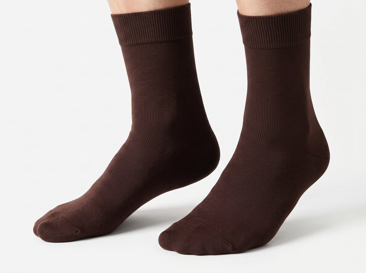 Men's Plain Dark Brown Cotton Socks