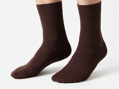 Men's Plain Dark Brown Cotton Socks