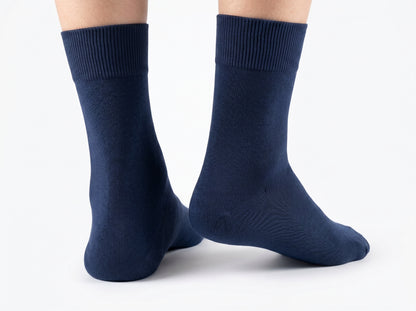 Plain Navy Blue Cotton Socks