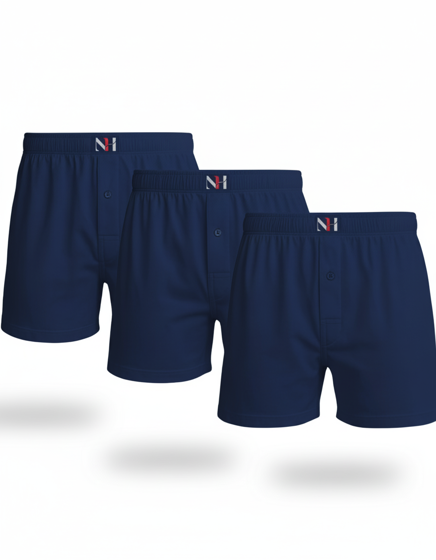 (Pack of 3) Men's Navy Boxer Shorts