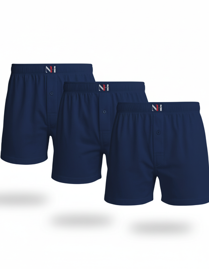 (Pack of 3) Men's Navy Boxer Shorts