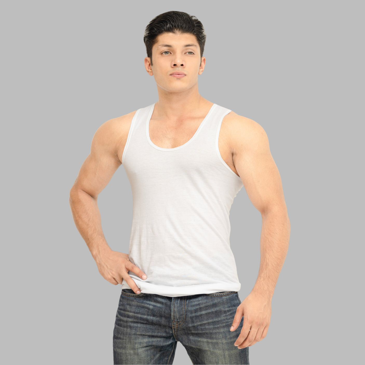 Pack of 6 Men's Summer Cotton White Vest (Sleeveless)