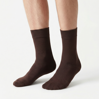 Men's Plain Dark Brown Cotton Socks