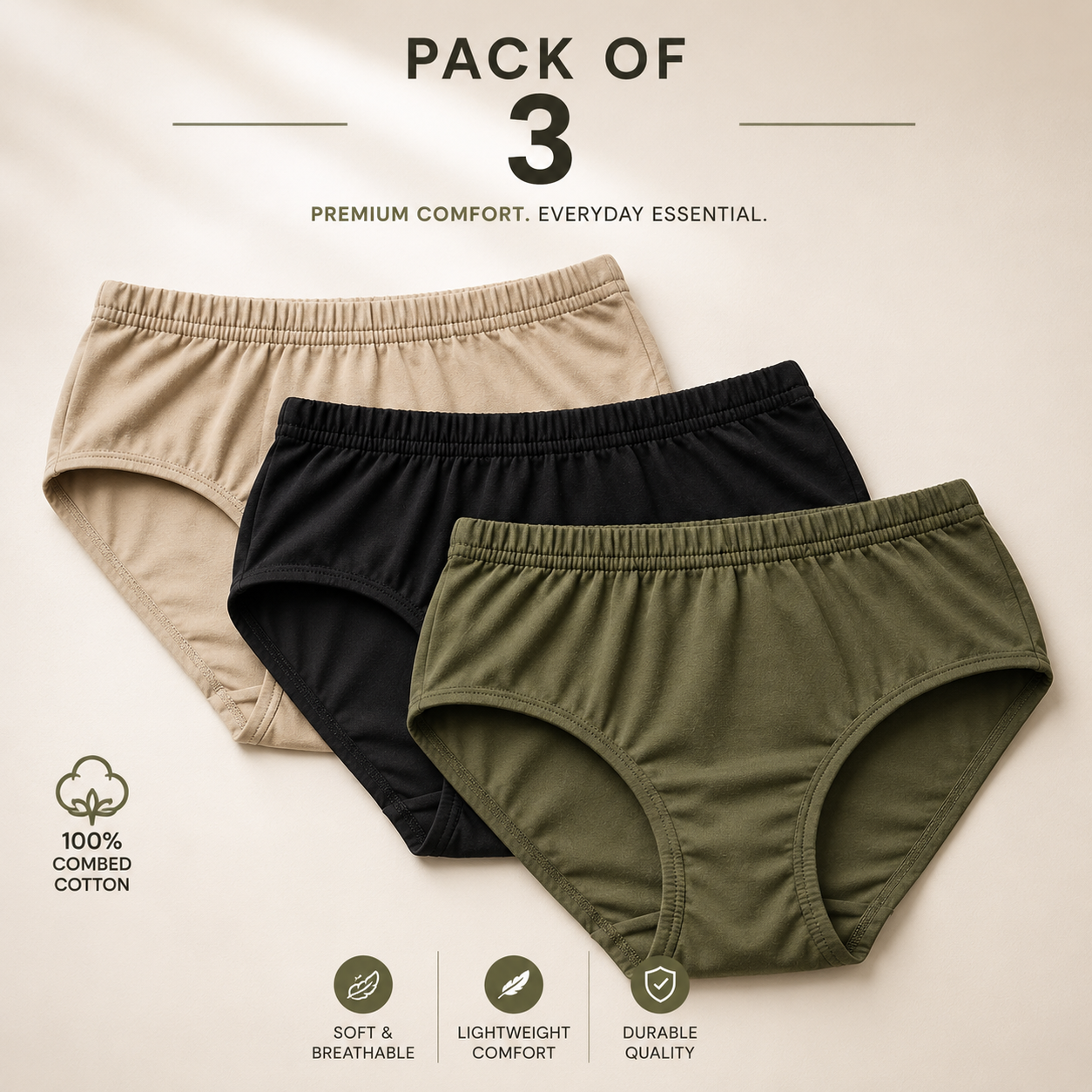 Pack of 3 Women Premium Cotton Brief