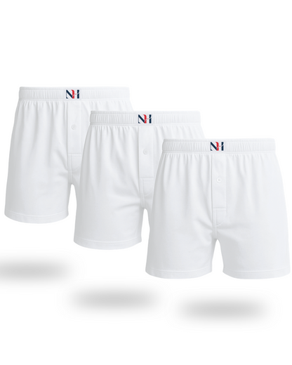 (Pack of 3) Men's White Boxer Shorts